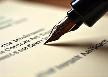 Close up of a legal document with a luxury pen